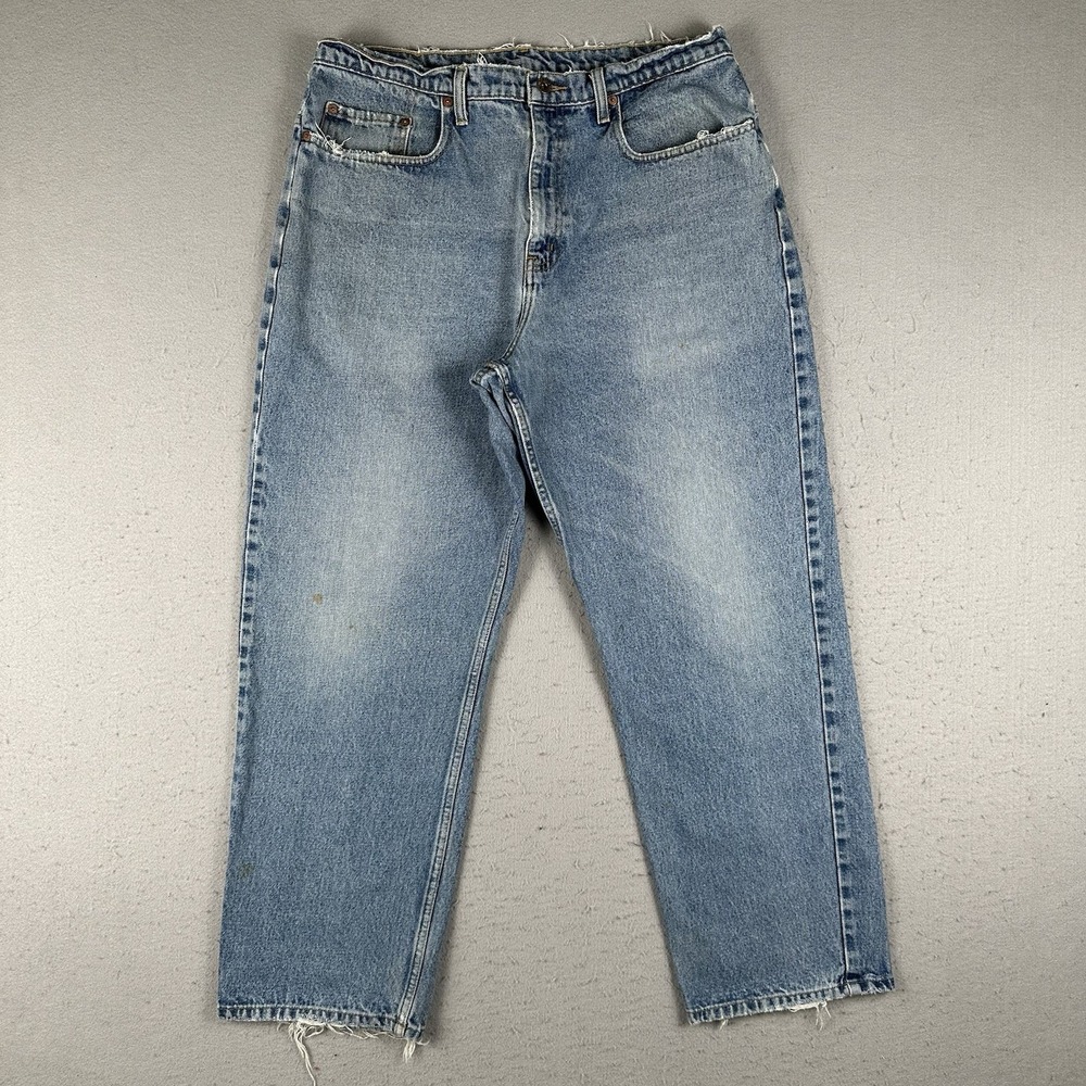 Vtg Y2K Polo Ralph Lauren Jeans Men's 36x30 Blue Denim Distressed Baggy Wide Leg